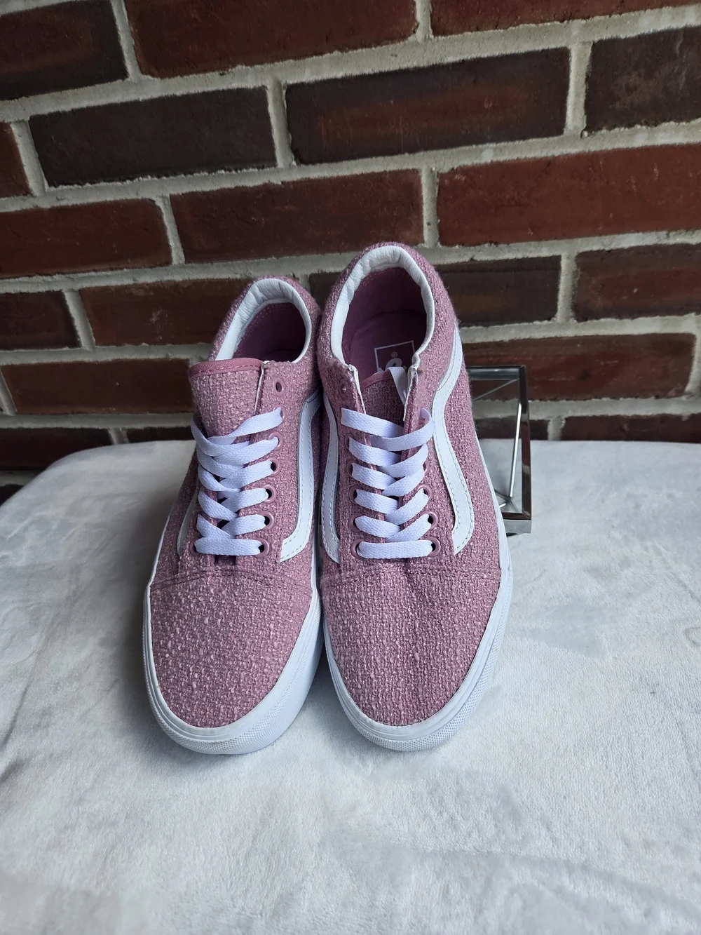 Vans Old Skool Platform Pink Boucle Textured Sneakers Women’s Size 8.5